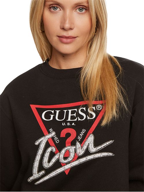 GUESS Felpa con logo triangolo e strass GUESS | W4YQ25KB681JBLK