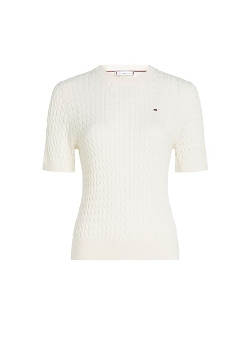 TOMMY HILFIGER Cable Knit Short Sleeve Sweater TOMMY | WW0WW41787YBL