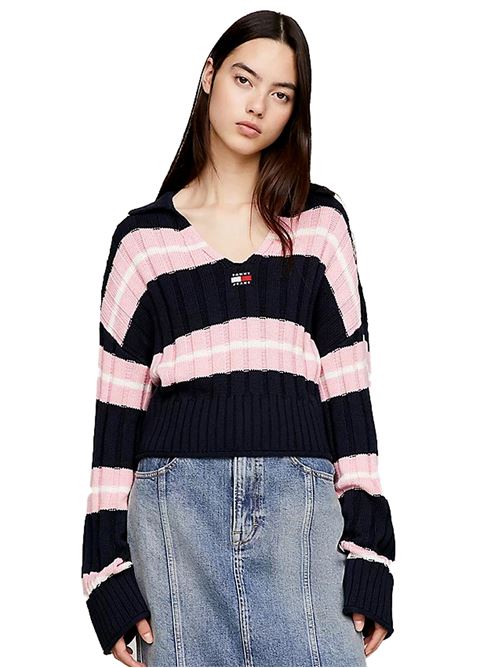 TOMMY JEANS Striped Squared Crop Sweater TOMMY | DW0DW17321C1G